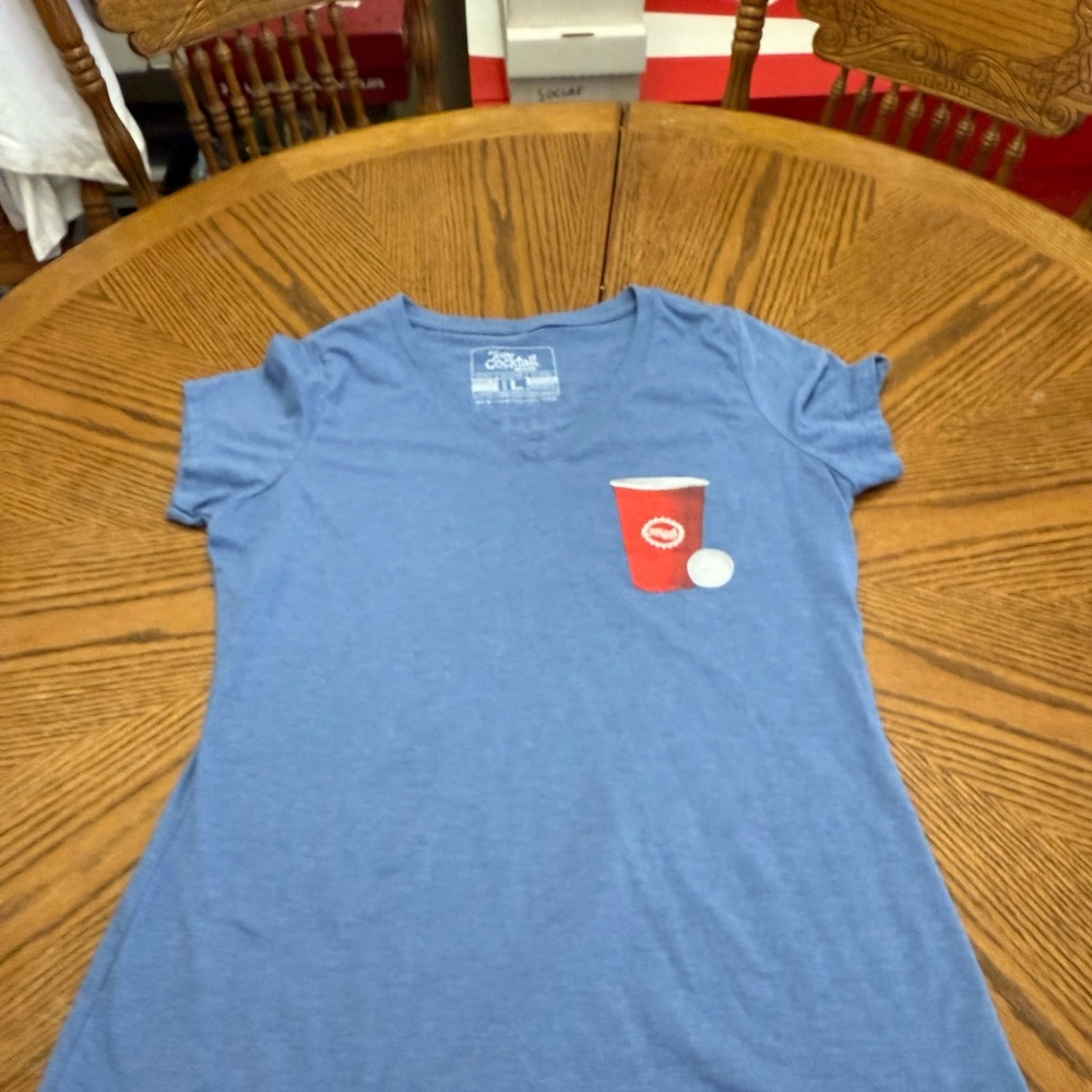 Life Is Good Blue Short Sleeve Tee with Red Graphic